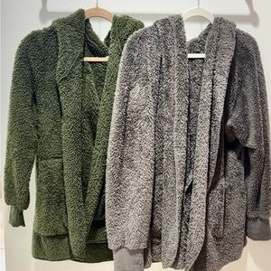 Cozy Green and Gray Sherpa Women’s Jackets/Sweaters